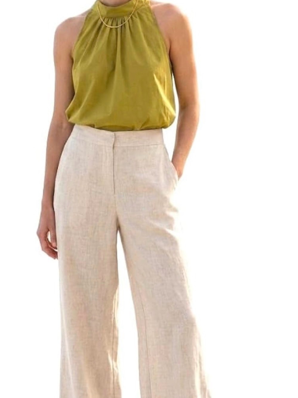 Cotton Bubble Hem Halter Blouse